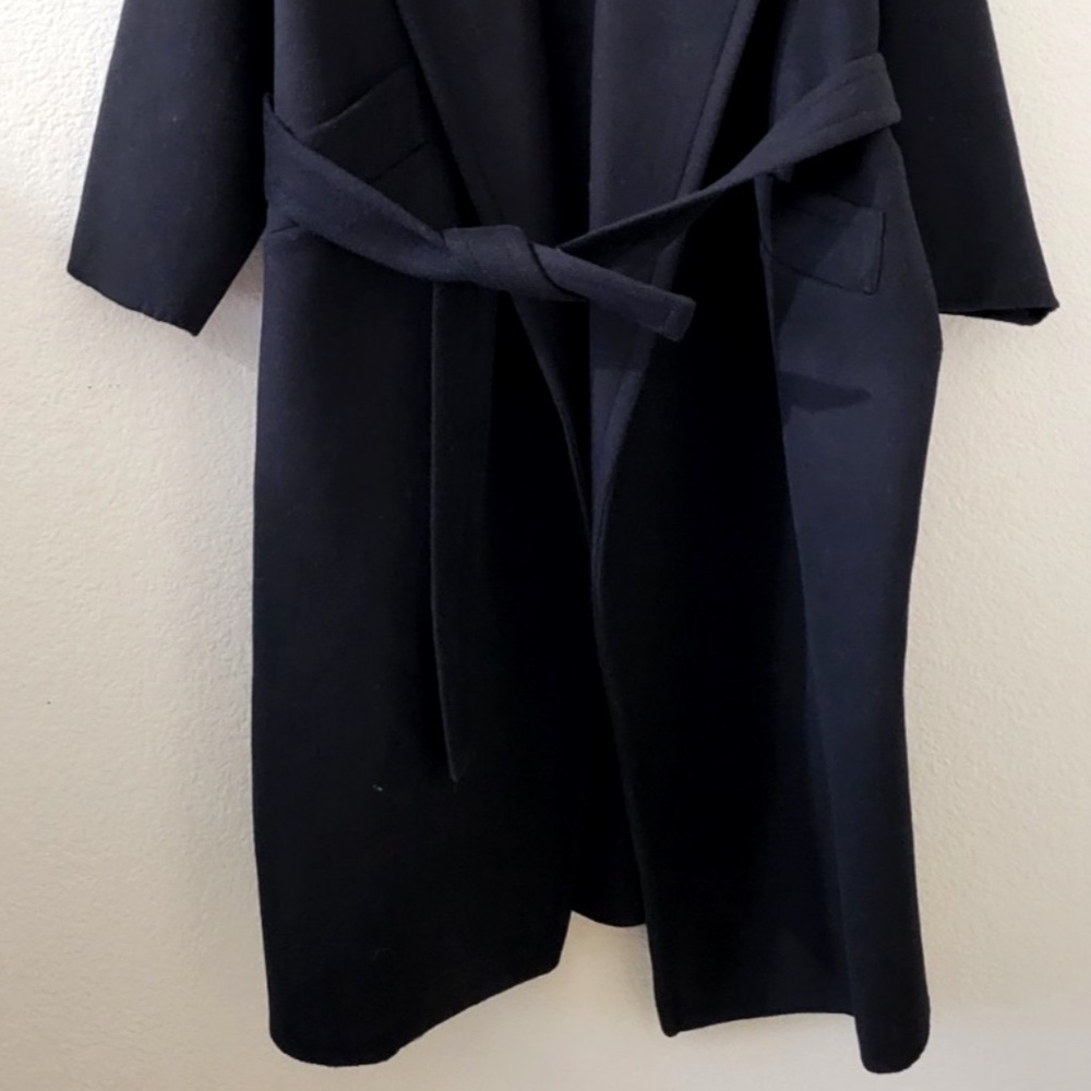 Unworn Reiss Black Bridget Belted Wool Blend Long Coat - Picture 8 of 11